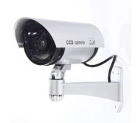 1 * Outdoor-Indoor Fake Dummy Security Surveillance CCTV Red Flash Light IR Camera Sliver