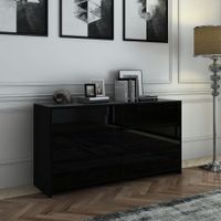 Modern 6 Drawer Chest Dresser High Gloss Storage Cabinet Wood Bedroom Furniture - Black