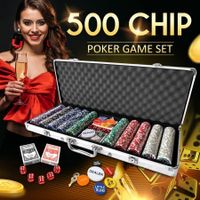 500 Holographic Butterfly Chips Professional Poker Card Game Play Set Casino Dice Aluminium Case