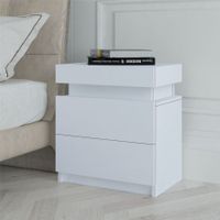 White Bedside Table Cabinet 2 Drawers Nightstand Side Storage Wood Bedroom Furniture