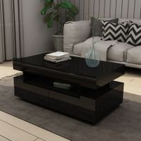 New Modern Black Coffee Table 4-Drawer Storage Shelf High Gloss Wood Living Room Furniture