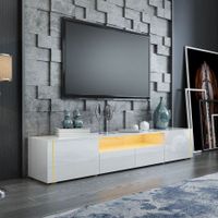 165cm White TV Stand Television Console 2 drawers 2 doors RGB LED
