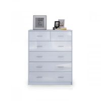 6 Chest of Drawers Tallboy Dresser Table High Gloss Storage Cabinet Bedroom Furniture - White