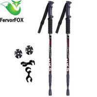 2Pcs/lot Anti Shock Nordic Walking Sticks Telescopic Trekking Hiking Poles Ultralight Walking Canes With Rubber Tips Protectors(Black)