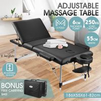55cm Aluminium Massage Table Bed Therapy Equipment-Black