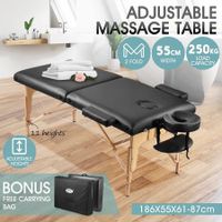 Adjustable 55cm Full Body Massage Bed Beauty Treatment Bed w/ Carrying Bag