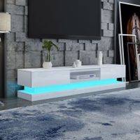 180cm Wood TV Stand Unit 2 Drawers High Gloss Front with RGB LED - White