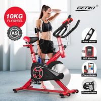 Genki Gym Spin Bike Exercise Cycle Cardio Training Red