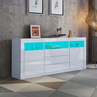 160cm TV Stand Cabinet Sideboard with White High Gloss Front RGB LED