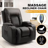Electric Recliner Massage Chair Rocking Armchair Sofa Heated Seat 360 Swivel Black