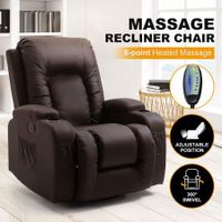 Electric Recliner Massage Chair Rocking Armchair Sofa Heated Seat 360° Swivel Brown
