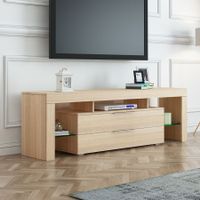 TV Stand Entertainment Unit Oak Finish Wood Furniture with Large Storage Drawers