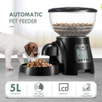 Automatic Dog Feeder Pet Cat Auto Feeding Bowl Puppy Timed Food Dispenser 5L Black