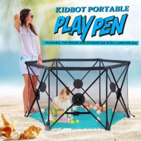 Kidbot Travel Child Pop Up Playpen Foldaway Baby Playpen 6-Panel Blue