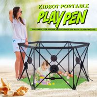Kidbot Travel Child Pop Up Playpen Foldaway Baby Playpen 6-Panel Green