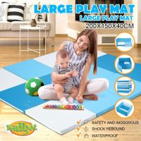 Kidbot New Baby Foam Play Mat Playpen Folding Sofa with Thick Padding Blue