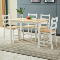 Wooden Table and Chairs 5-Piece Dining Set Kitchen Furniture-Oak & White