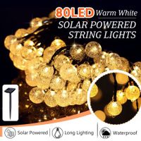 Solar Fairy Lights String Lights Christmas Decorations with 80 LED Crystal Ball Warm White