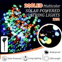 22m 200 LED Solar Fairy Lights String Lights Christmas Decorations RGB Multicolour