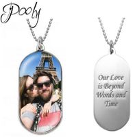 Poly S925 Sterling Silver Tags Engraved Personalised Photo Necklace 18"45cm length Adult