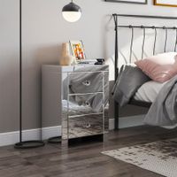 Mirrored Bedside Table 3 Drawers Nightstand Side Cabinet Bedroom Furniture