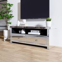 Mirrored TV Stand Cabinet 2 Drawers TV Console Entertainment Unit Home Furniture