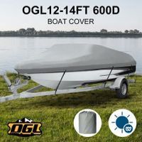 OGL 12-14 ft Trailerable Boat Cover Waterproof Marine Grade Fabric for V Hull Fishing Boats