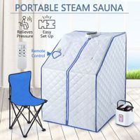 Portable Steam Sauna Full Body Spa Kit 1000W Steamer W/Foldable Chair + Remote Control