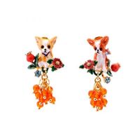 Pony Exquisite Enamel Affectionate Chiwawa dog non-pierced earrings clips
