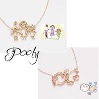 Poly Design Your Own Actual Kids Drawing lacer cut Necklace  Special Gift