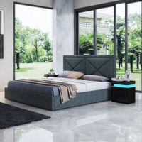 Modern Grey Fabric Storage Bed Frame - Super King