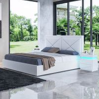 Modern White Fabric Storage Bed Frame - King