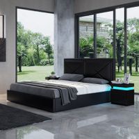 Modern Black Fabric Storage Bed Frame - Queen