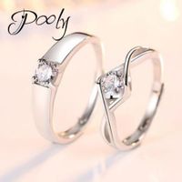 Poly His & Hers Matching  Adjustable  Waved Knot  Nickel Copper  Cubic Zirconia Statement Couple Rings