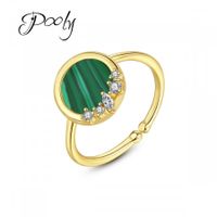 Poly Women  Gold  S925 silver adjustable imitated malachite 3AAA Zirconia Ring