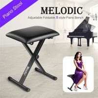 Melodic X Style Adjustable Padded Keyboard Bench Stool Folding Padded Piano Seat