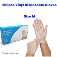 100Pcs Disposable Clear Vinyl Gloves Powder Free Gloves