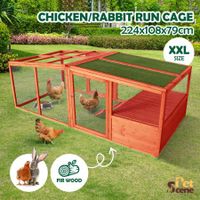 Chicken Coop Run Walk In Cage House Rabbit Hutch Pet Bunny Ferret Duck Enclosure Outdoor Wooden XXL