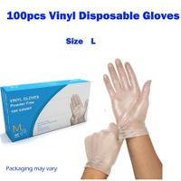 Size L 100Pcs 50PAIRS Disposable Clear Vinyl Gloves Powder Free Gloves - Size L