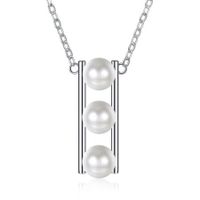 S925 Sterling Silver Necklace with 3 Pearl Pendants