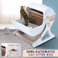 Cat Litter Box Large Hooded Tray Kitty Semi Automatic Toilet Pet Furniture Training