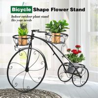 3 Tier Bicycle Shape Plant Stand Metal Flower Pot Holder Display Rack Black