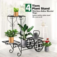 Metal Plant Stand 4 Tier Flower Pot Stand Indoor Outdoor Planter Shelf Black