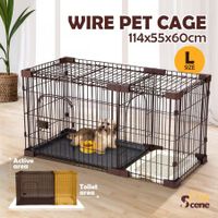 Dog Cage Cat Crate Doggy Kennel Puppy Playpen Enclosure Pet House Home Toilet Tray Wired L