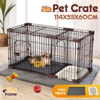 Dog Cage Cat Crate Doggy Kennel Puppy Playpen Enclosure Pet House Home Toilet Tray Wired L