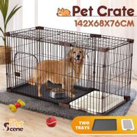 Dog Cage Crate Cat Kennel Doggy Playpen Puppy Enclosure Pet Home House Toilet Tray Wired XL