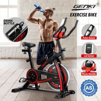 GENKI Spin Exercise Bike Indoor Cycling Bike Training Bicycle with LCD Monitor Black