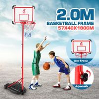 2m Portable Adjustable Basketball Stand Hoop System for Kids w/ Basketball