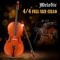 Melodic Full-size 4/4 Cello Outfit with Carrying Case