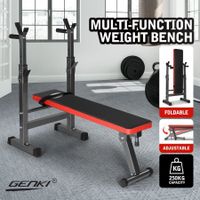 Genki Folding Adjustable Weight Bench with Barbell Rack for Home Gym